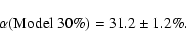 \begin{displaymath}%
\alpha({\rm Model~30\%}) = 31.2 \pm 1.2\%.
\end{displaymath}