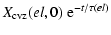 $\displaystyle X_{\rm cvz}(el,0)~{\rm e}^{-t/\tau(el)}$