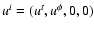 $u^i = (u^t, u^{\phi}, 0, 0)$