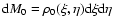${\rm d}M_0 = \rho_0(\xi, \eta){\rm d}\xi {\rm d}\eta$