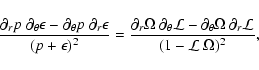 \begin{displaymath}
\frac{\partial_r
p~\partial_{\theta}\epsilon -
\partial_{\th...
..._{\theta} \Omega~\partial_r{\cal L}}{(1 - {\cal
L}~\Omega)^2},
\end{displaymath}
