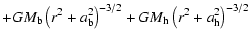 $\displaystyle +GM_{\rm b}\left(r^2+a_{\rm b}^2\right)^{-3/ 2}+GM_{\rm h}\left(r^2+a_{\rm h}^2\right)^{-3 / 2}$