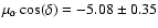 $\mu_\alpha\cos(\delta)=-5.08\pm0.35$
