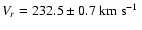 $V_r=232.5\pm0.7~\mbox{$\rm km~s^{-1}$ }$