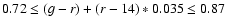 $0.72 \le (g-r)+(r-14)*0.035 \le 0.87$