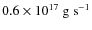$0.6\times 10^{17}~{\rm g~s^{-1}}$
