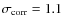 $\sigma_{\rm corr}=1.1$