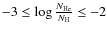$-3 \leq \log{\frac{{N_{\rm He}}}{N_{\rm H}}} \leq -2$