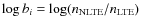 $\log b_i = \log (n_{\rm NLTE}/n_{\rm LTE})$