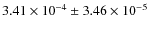 $3.41\times10^{-4}\pm3.46\times10^{-5}$
