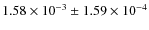 $1.58\times 10^{-3}\pm1.59\times 10^{-4}$