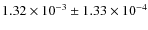 $1.32\times 10^{-3}\pm1.33\times 10^{-4}$