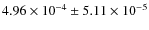 $4.96\times 10^{-4}\pm5.11\times 10^{-5}$