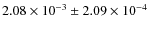 $2.08\times 10^{-3}\pm2.09\times 10^{-4}$