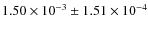 $1.50\times 10^{-3}\pm1.51\times 10^{-4}$