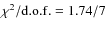 $\chi^2/{\rm d.o.f.} = 1.74/7$