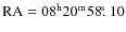 $\mbox{RA} = 08^{\rm h} 20^{\rm m}
58\hbox{$.\!\!^{\rm s}$ }10$