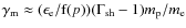 $\gamma_{\rm m}\approx (\epsilon_{\rm e}/{\rm f}(p))(\Gamma_{\rm sh}-1)m_{\rm p}/m_{\rm
e}$