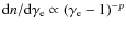 ${{\rm d}n}/{\rm d}{\gamma_{\rm e}} \propto ({\gamma_{\rm e}}-1)^{-p}$