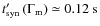 $t'_{\rm syn}\left(\Gamma_{\rm m}\right)\simeq 0.12~{\rm s}$