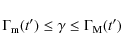 \begin{displaymath}%
\Gamma_{\rm m}(t') \le \gamma \le \Gamma_{\rm M}(t') %
\end{displaymath}