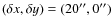 $(\delta x,\delta y) = (20'',0'')$