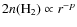 $2n(\ensuremath{{\rm H_2}} )\propto r^{-p}$