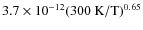 $3.7 \times 10^{-12} (300~\ensuremath{{\rm K}} /\ensuremath{{\rm T}} )^{0.65}$