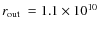 $\hbox{$r_{\rm out}$ }= 1.1\times 10^{10}~$