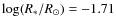 $\log(R_*/R_{\odot})= -1.71$