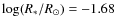 $\log(R_*/R_{\odot})= -1.68$