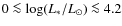 $0 \la \log(L_*/
L_{\odot}) \la 4.2$