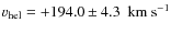 $v_{\rm hel} = +194.0\pm4.3~~{\rm km~s}^{-1}$