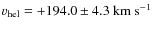 $v_{\rm hel} = +194.0\pm4.3~{\rm km~s}^{-1}$