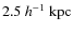 $2.5~h^{-1}~{\rm kpc}$