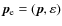 $\vec{p}_{\rm e}=(\vec{p},\varepsilon)$