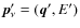 $\vec{p}_{\nu}'=(\vec{q}',E')$