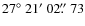 $27\hbox{$^\circ$ } 21\hbox{$^\prime$ }02\hbox{$.\!\!^{\prime\prime}$ }73$