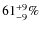 $\rm 61^{+9}_{-9}\%$