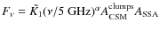 $F_\nu= \tilde{K_1} (\nu / 5{\rm ~GHz})^\alpha A_{\rm CSM}^{\rm clumps} A_{\rm SSA}$