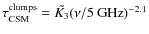 $\tau_{\rm CSM}^{\rm clumps} = \tilde{K_3} (\nu / 5{\rm ~GHz})^{-2.1}$