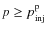 $p\geq p_{\rm inj}^{\rm p}$