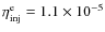 $\eta _{\rm inj}^{\rm e}=1.1\times 10^{-5}$