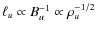 $\ell_u \propto B_u^{-1} \propto \rho_u^{-1/2}$
