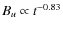 $B_u \propto t^{-0.83}$