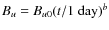 $B_u=B_{u0}(t/1~{\rm day})^{b}$