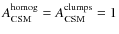 $A_{\rm CSM}^{\rm homog} = A_{\rm CSM}^{\rm clumps}=1$