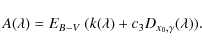 \begin{displaymath}
A(\lambda) = E_{B-V}~ (k(\lambda) + c_3 D_{x_0,\gamma}(\lambda)).
\end{displaymath}