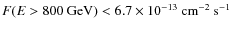 $F(E>800\ {\rm GeV}) < 6.7 \times 10^{-13}~{\rm cm^{-2}~s^{-1}}$