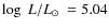 $\log~ L/ L_\odot ~= 5.04$